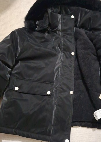 Kürklü Siyah Kadın Kışlık Mont - Görsel 5