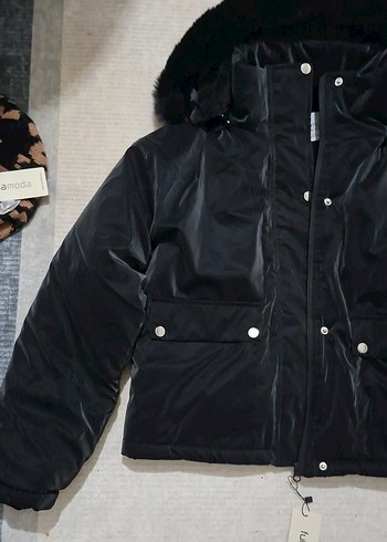 Kürklü Siyah Kadın Kışlık Mont - Görsel 3