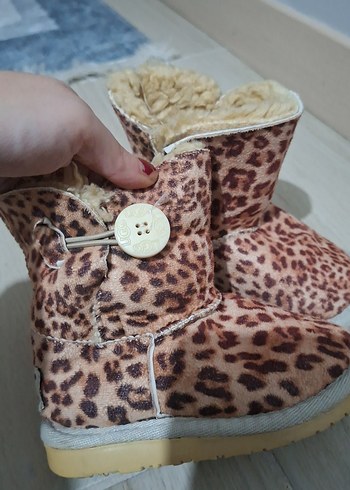 Kız Çocuk Leopar Desenli Kürklü Bot - Görsel 6