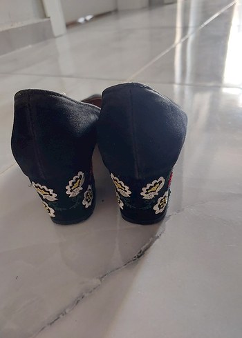 38 Beden Siyah Süet Tokalı Stiletto Kadın Klasik Ayakkabı