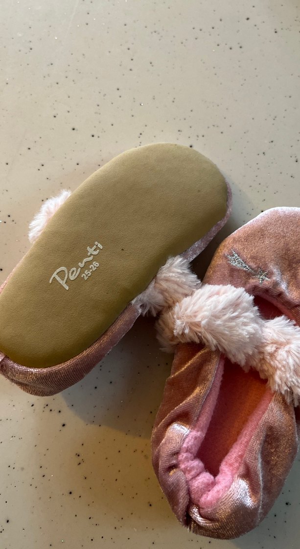 Kız Çocuk Pembe Peluş Ev Terliği - Görsel 2