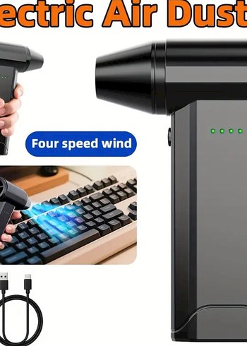 Dört Hız Ayarlı 130.000 RPM Siyah Elektrikli Hava Üfleyici