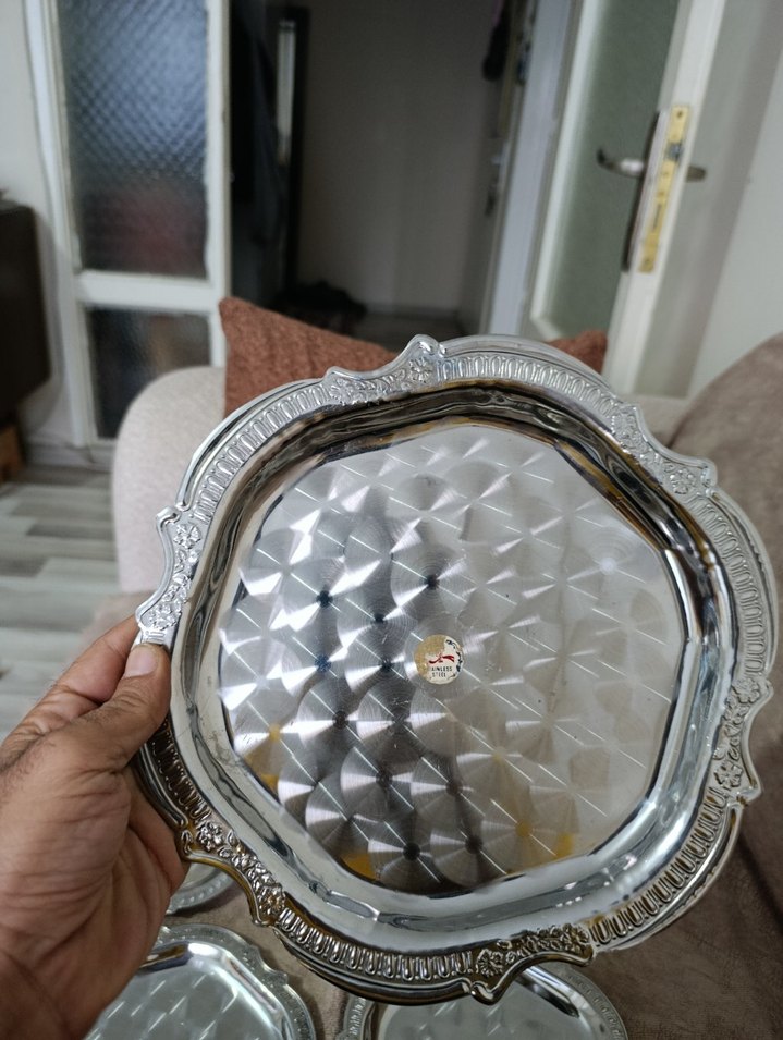 Gri Yılan Desenli Klasik Tabak Seti - Görsel 4