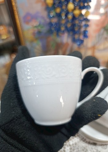 Kütahya porselen Beyaz 6'lı Fincan ve Tabak Seti - Görsel 3