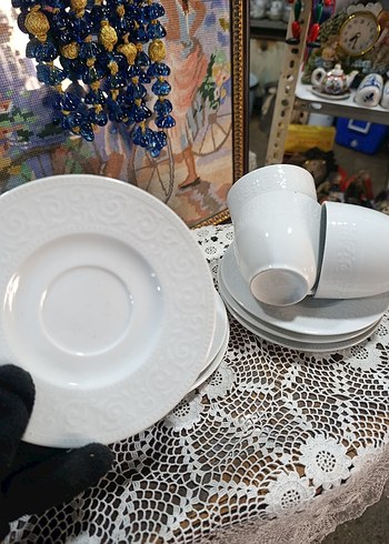 Kütahya porselen Beyaz 6'lı Fincan ve Tabak Seti - Görsel 8