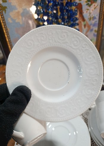 Kütahya porselen Beyaz 6'lı Fincan ve Tabak Seti - Görsel 5