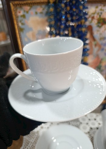 Kütahya porselen Beyaz 6'lı Fincan ve Tabak Seti - Görsel 6