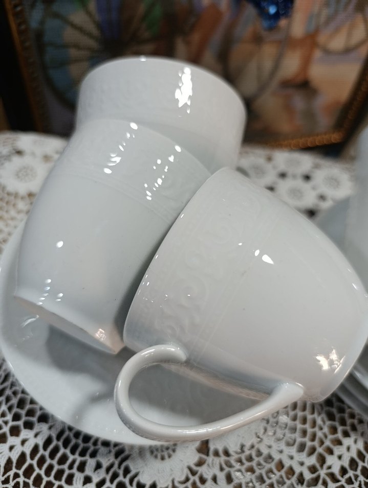 Kütahya porselen Beyaz 6'lı Fincan ve Tabak Seti - Görsel 2