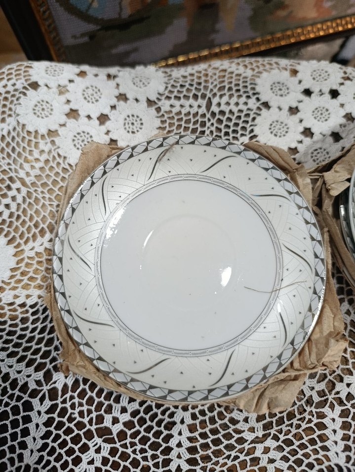 megawere Gri Detaylı Beyaz Porselen Fincan Seti - Görsel 4