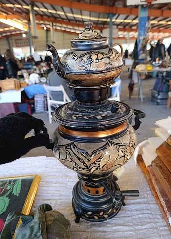 Siyah İşlemeli Antika Semaver - Görsel 6