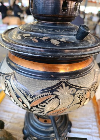 Siyah İşlemeli Antika Semaver - Görsel 3