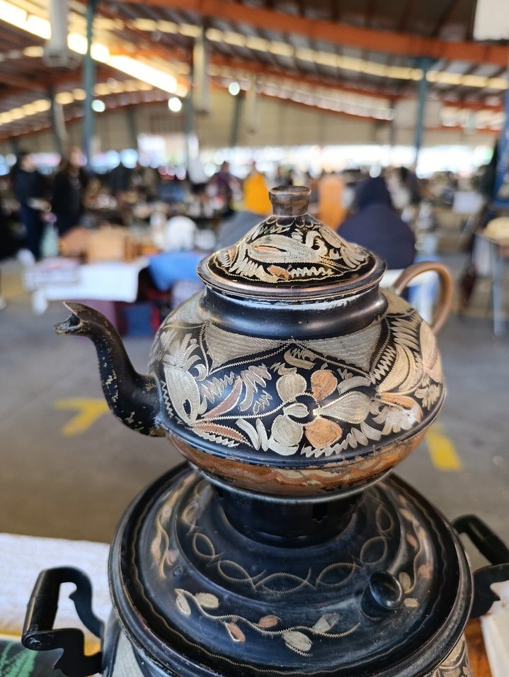 Siyah İşlemeli Antika Semaver - Görsel 2