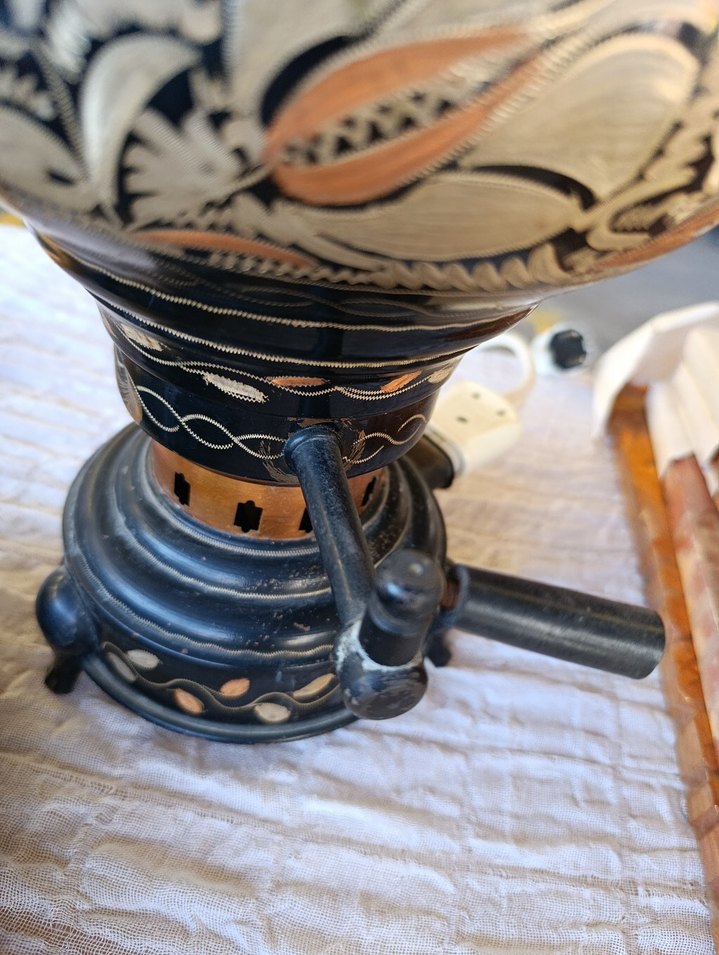 Siyah İşlemeli Antika Semaver - Görsel 4