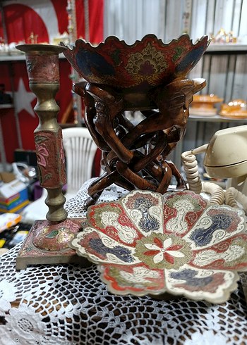 Renkli Dekoratif El İşçiliği Tabak ve Stand - Görsel 7