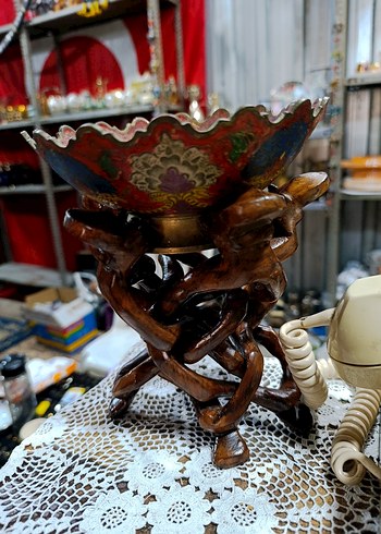 Renkli Dekoratif El İşçiliği Tabak ve Stand - Görsel 6