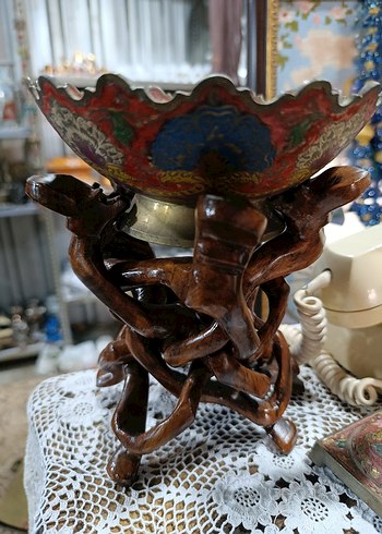 Renkli Dekoratif El İşçiliği Tabak ve Stand - Görsel 2