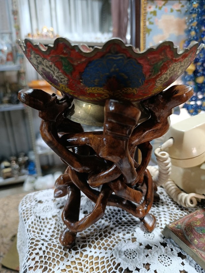 Renkli Dekoratif El İşçiliği Tabak ve Stand - Görsel 2