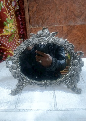 pirinç döküm Çiçek Desenli Masaüstü Ayna - Görsel 10