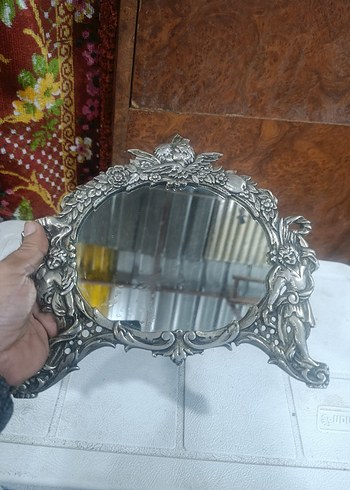 pirinç döküm Çiçek Desenli Masaüstü Ayna - Görsel 5