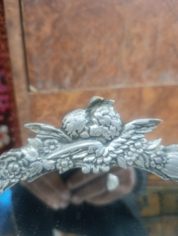 pirinç döküm Çiçek Desenli Masaüstü Ayna - Görsel 4