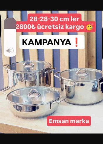 Emsan 3'lü Gri Çelik Tencere Seti 28-30 cm