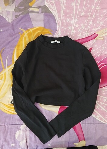 Uzun kollu crop bluz 
