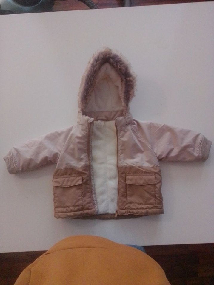 Bebek Bej Kapüşonlu Mont - Görsel 3