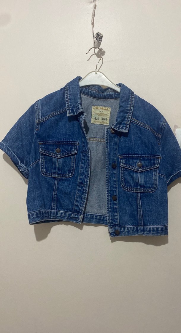 Kısa Kollu Mavi Denim Ceket - Görsel 2