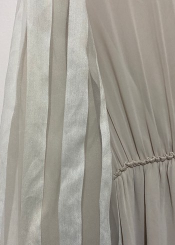 Bej Uzun Kollu Piliseli Kadın Elbise - Görsel 3