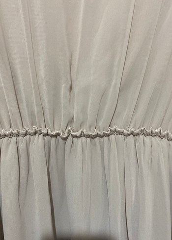 Bej Uzun Kollu Piliseli Kadın Elbise - Görsel 4