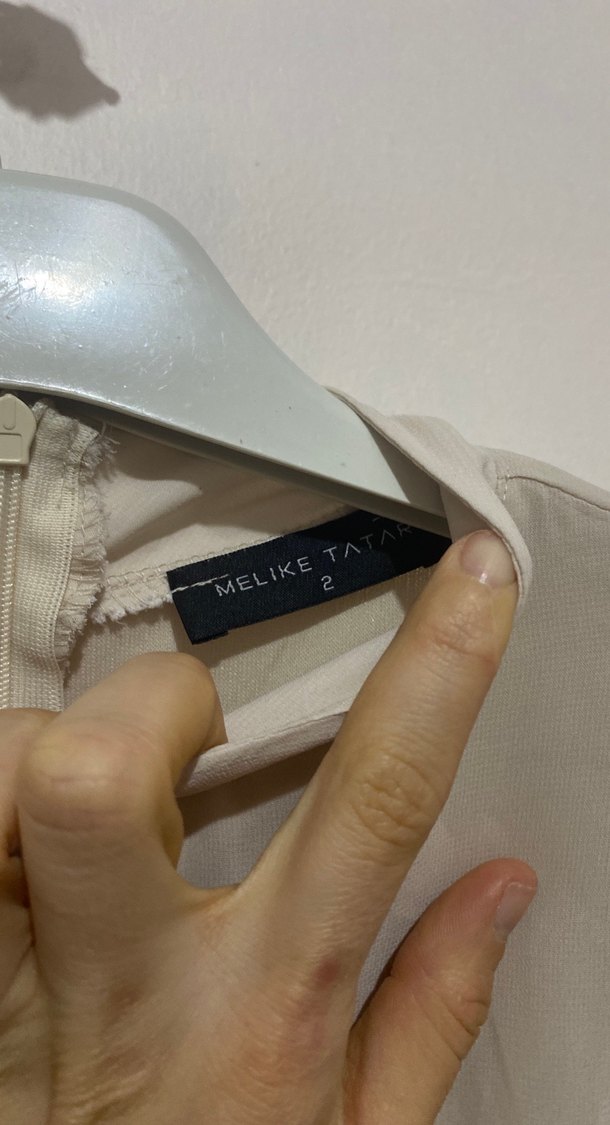 Bej Uzun Kollu Piliseli Kadın Elbise - Görsel 2