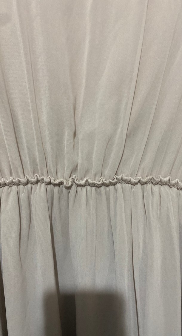 Bej Uzun Kollu Piliseli Kadın Elbise - Görsel 4