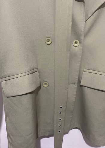 Kadın Haki Midi Boy Düğmeli Blazer Ceket - Görsel 3