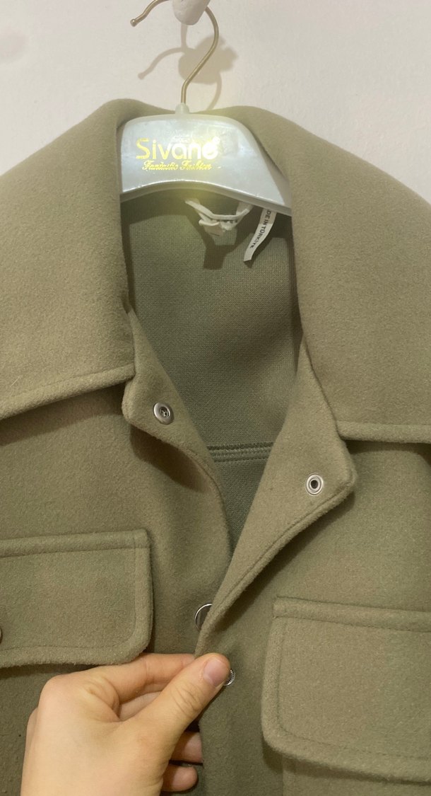 Düğmeli Bej Midi Kadın Kaban - Görsel 2