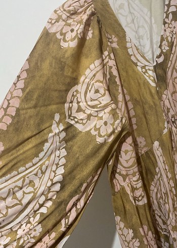 Bohem Uzun Drapeli V Yaka Elbise - Görsel 4