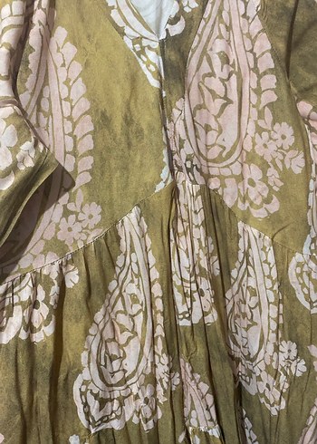 Bohem Uzun Drapeli V Yaka Elbise - Görsel 3