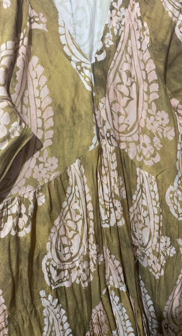 Bohem Uzun Drapeli V Yaka Elbise - Görsel 3