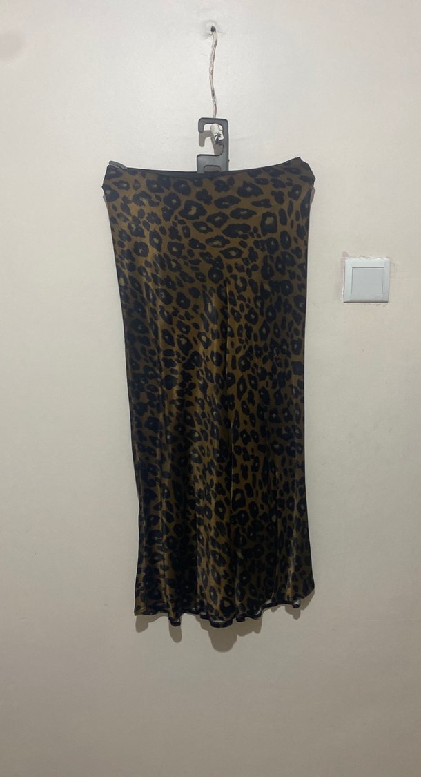 Bohem Tarzı Kahverengi Yılan Desenli Uzun Etek - Görsel 2