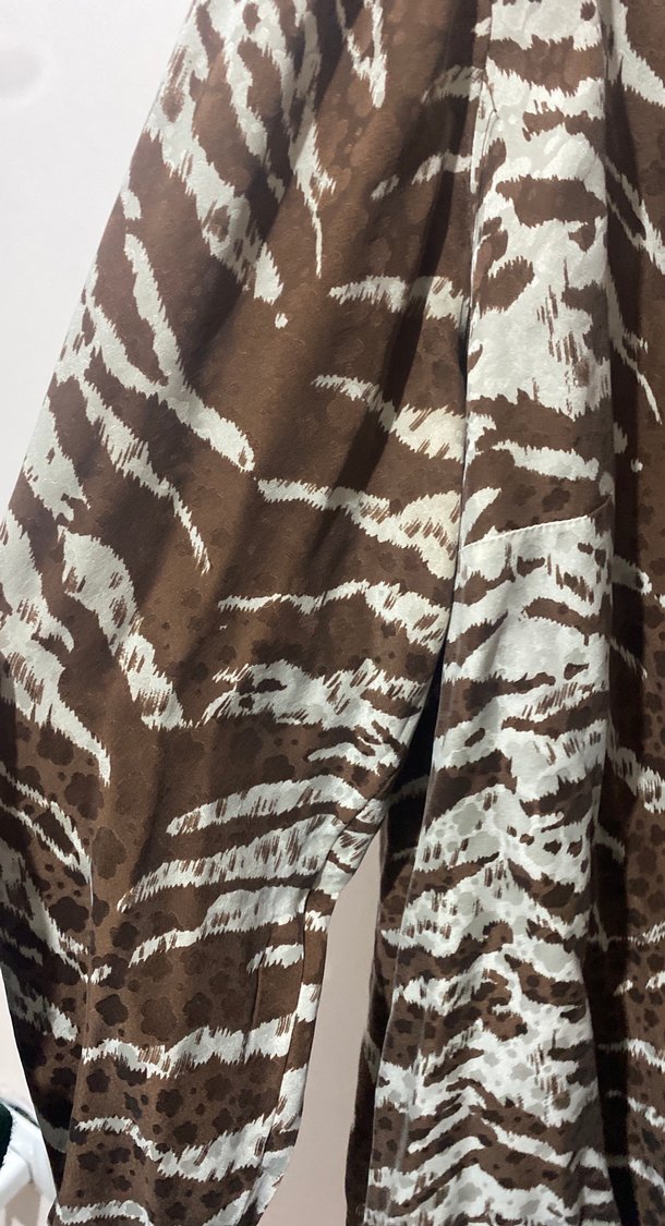 Kahverengi Zebra Desenli V Yakalı Kadın Gömlek - Görsel 3