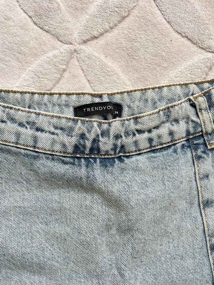 Gri Kadın Mini Denim Şort Etek - Görsel 3