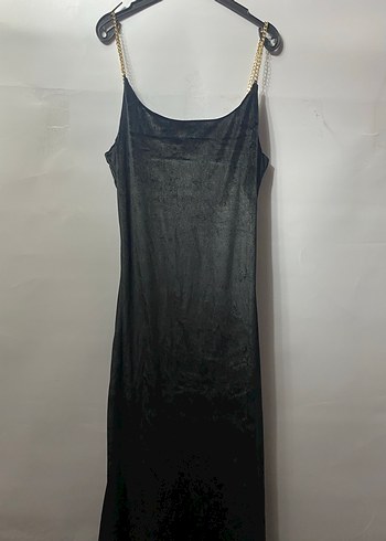 Siyah V Yakalı Midi Kadın Elbise - Görsel 4