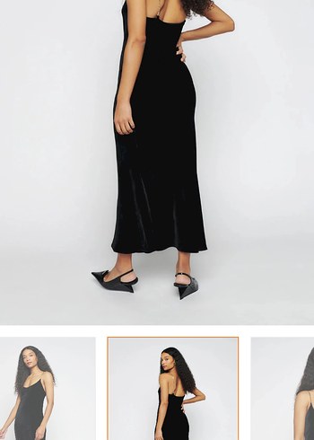 Siyah V Yakalı Midi Kadın Elbise - Görsel 2