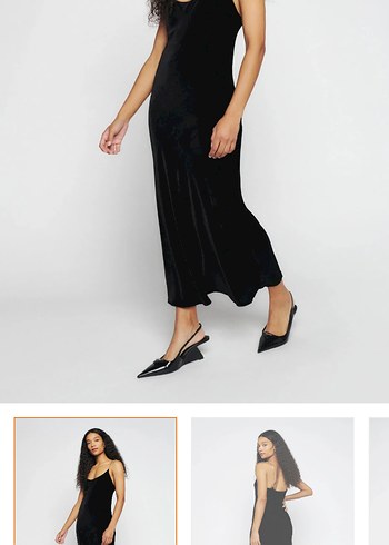 Siyah V Yakalı Midi Kadın Elbise - Görsel 3