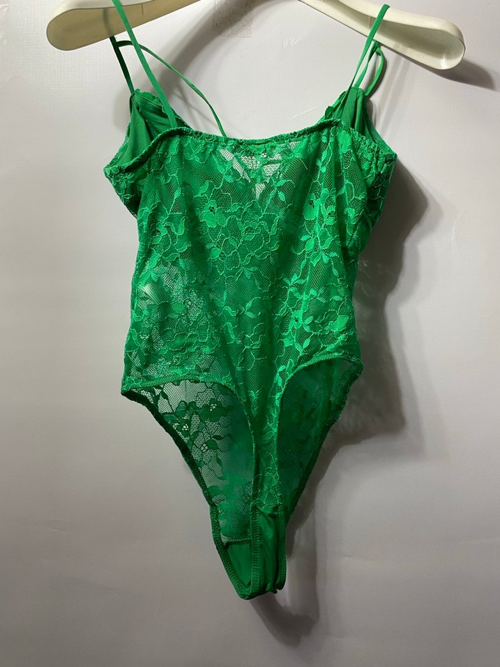 Yeşil Dantel Detaylı V Yaka Büstiyer - Görsel 2