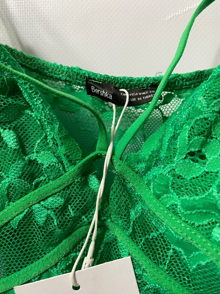 Yeşil Dantel Detaylı V Yaka Büstiyer - Görsel 4