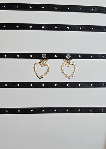 Boncuklu Kahverengi Kalp Küpeler - Görsel 3