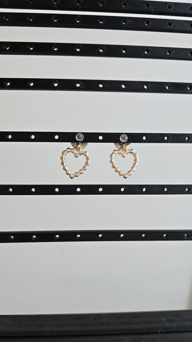 Boncuklu Kahverengi Kalp Küpeler - Görsel 3