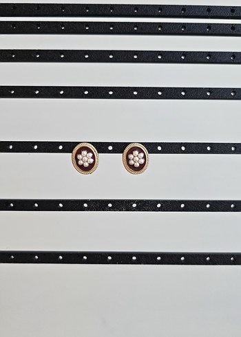 Kahverengi Mini Düğme Küpe - Görsel 2