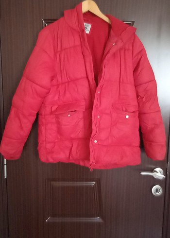 LC Waikiki Düğmeli Kırmızı Kadın Kışlık Mont