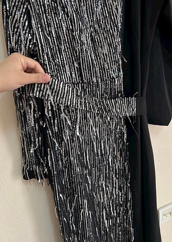 Uzun Kollu Drapeli Siyah Gotik Elbise - Görsel 5